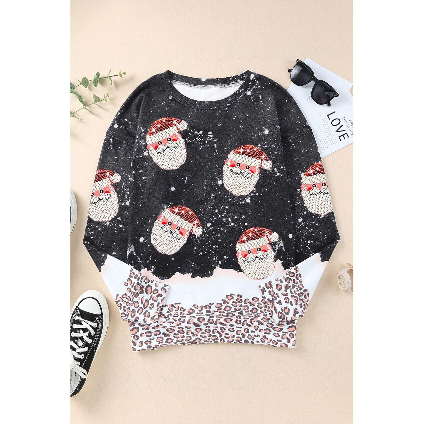 Sequin Patch Christmas Element Sweatshirt