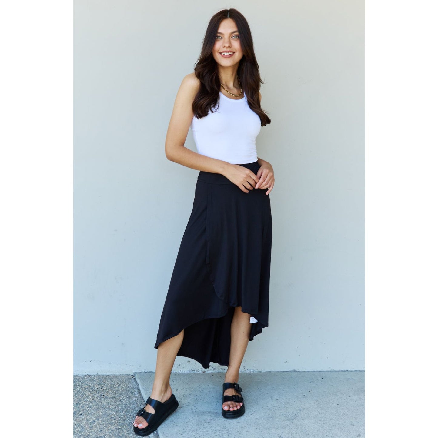 Ninexis First Choice High Waisted Flare Maxi Skirt in Black