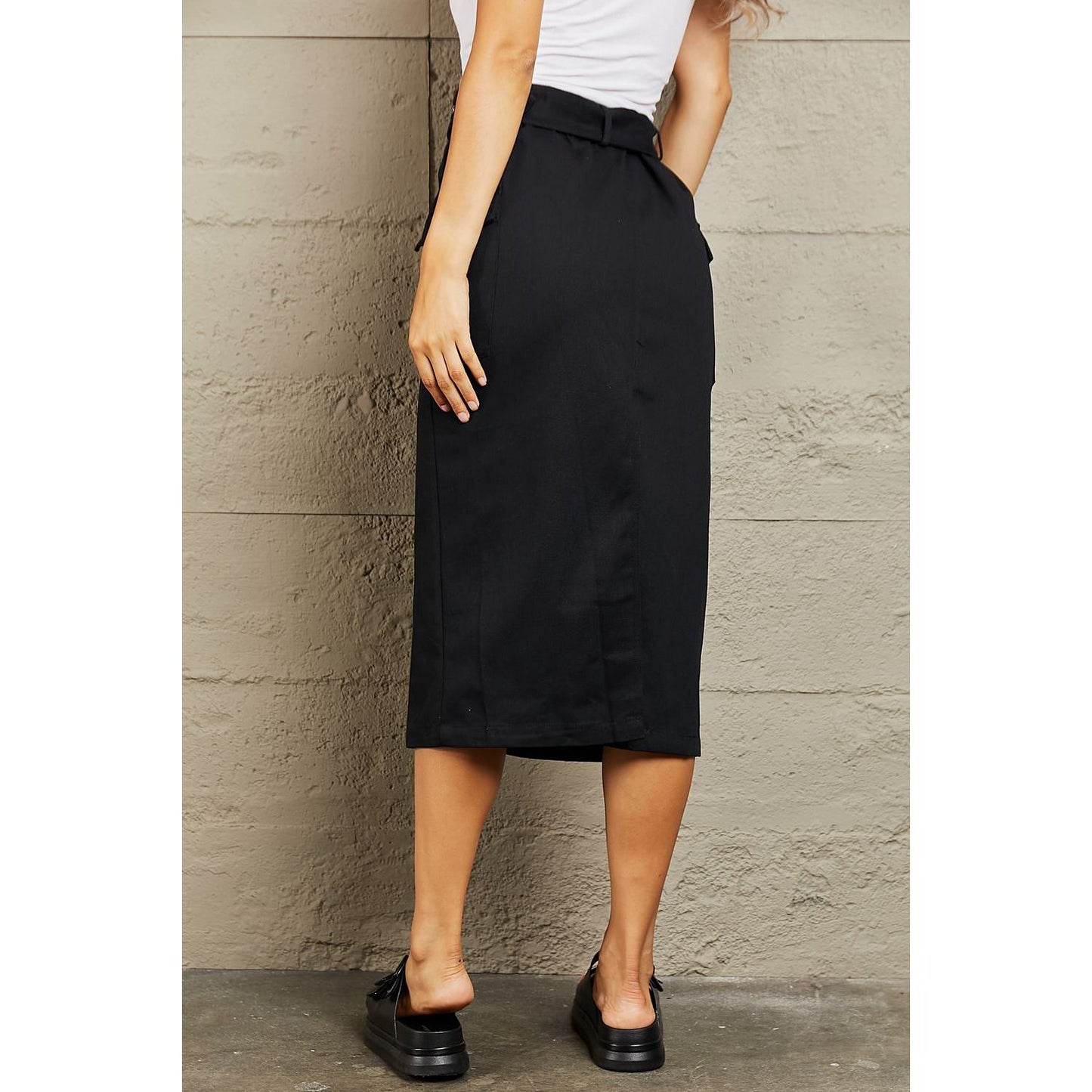 HYFVE Professional Poise Buckled Midi Skirt