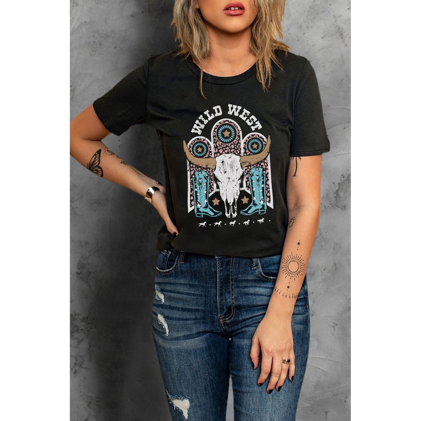 WILD WEST Graphic Short Sleeve Tee Shirt