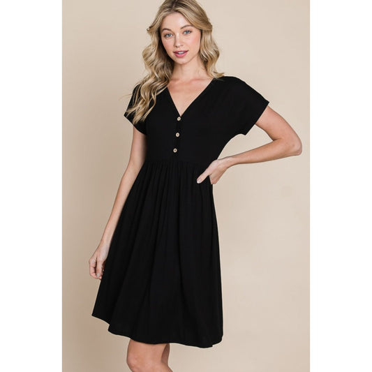 BOMBOM V-Neck Short Sleeve Dress