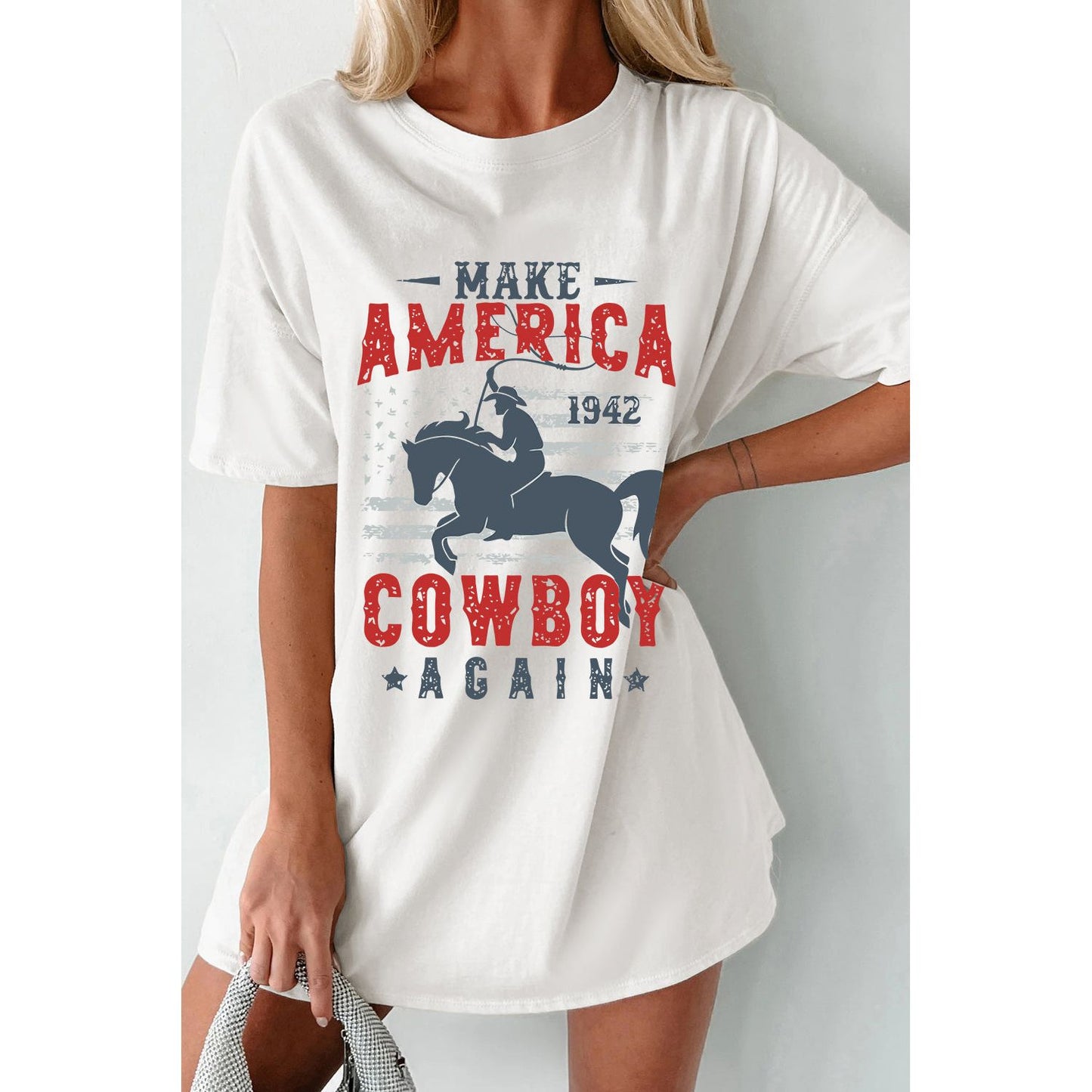 Cowboy Graphic Round Neck Half Sleeve T-Shirt