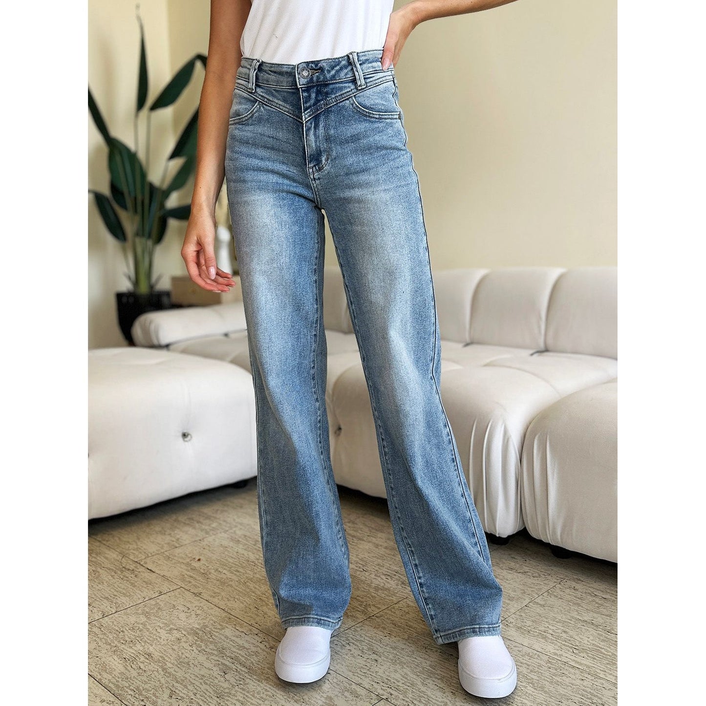 Judy Blue Full Size High Waist Wide Leg Jeans