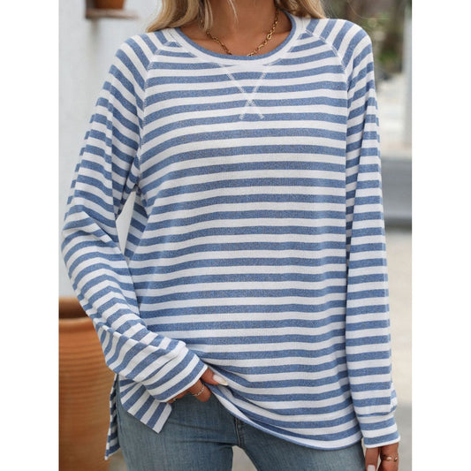 Mandy Striped Round Neck Long Sleeve T-Shirt