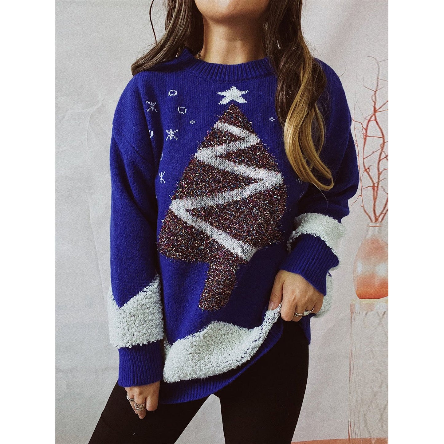 Christmas Tree Graphic Dropped Shoulder Sweater