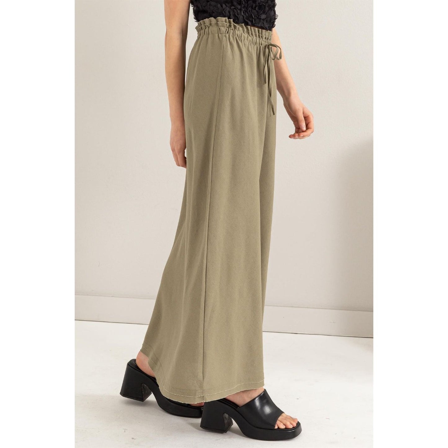 HYFVE Drawstring Washed Linen Maxi Skirt