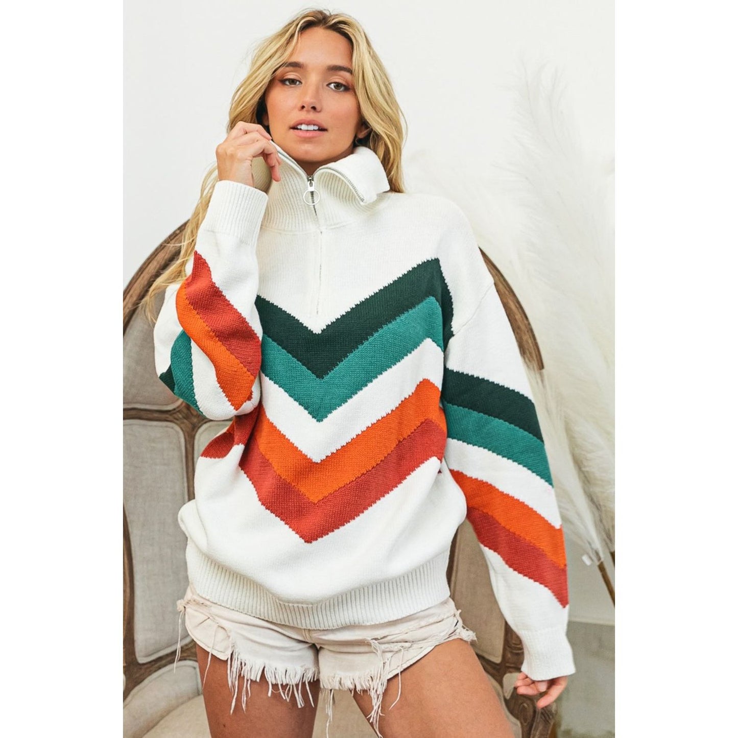 BiBi Multi Color Chevron Pattern Sweater