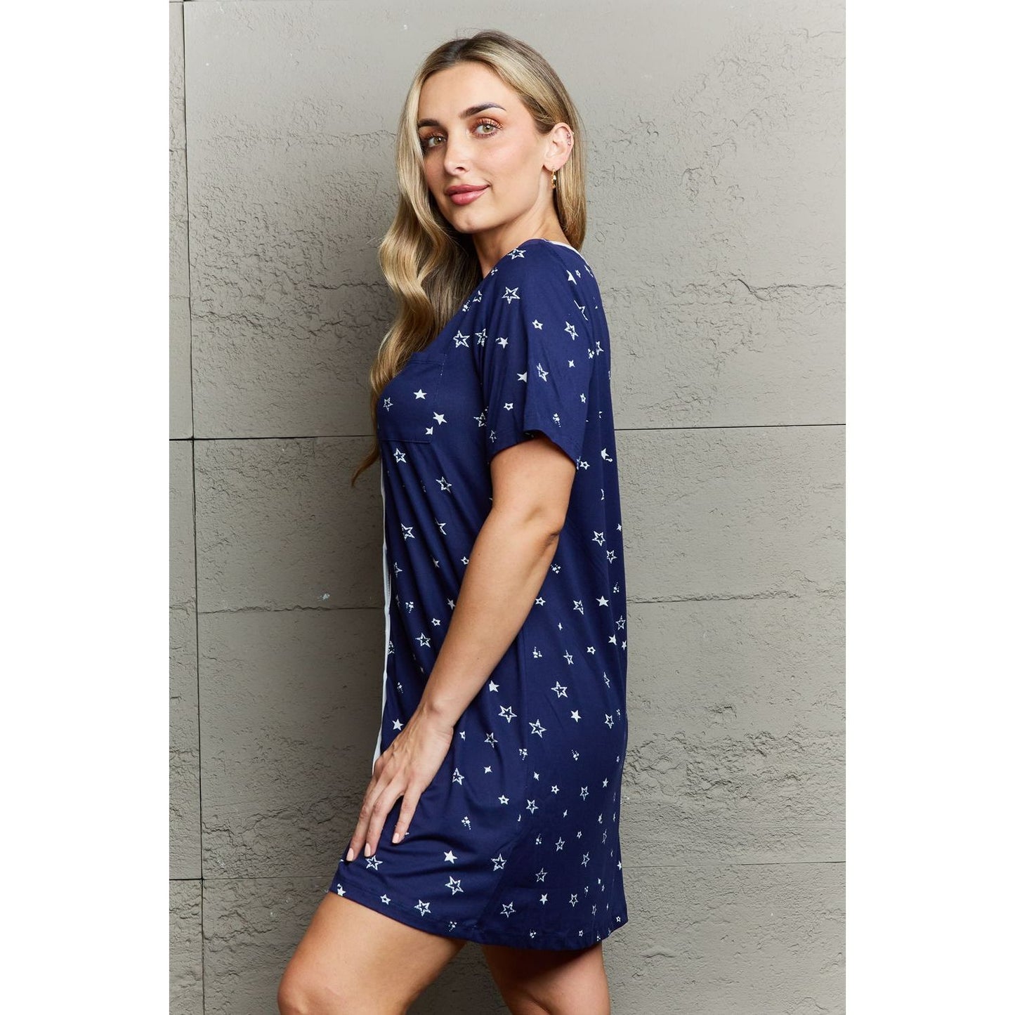 MOON NITE Quilted Quivers Button Down Sleepwear Dress