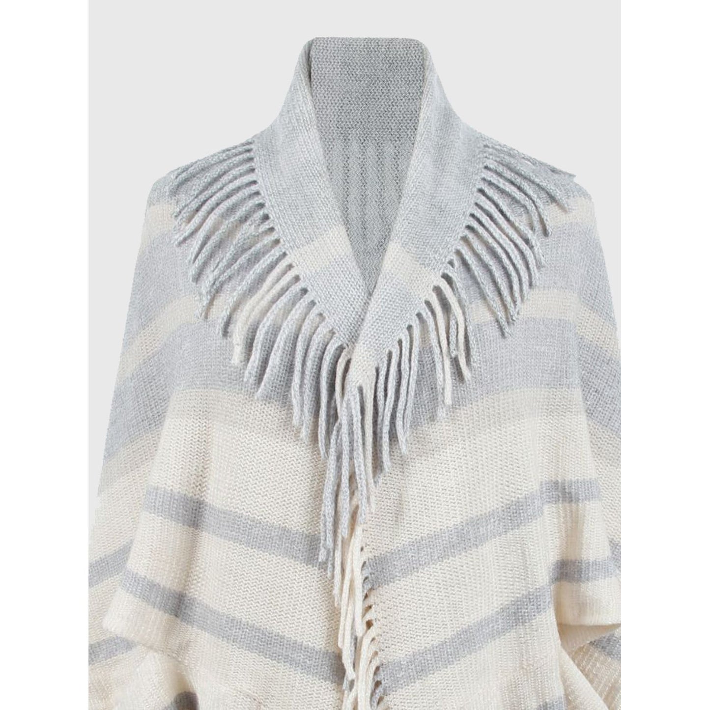 Fringe Detail Open Front Poncho