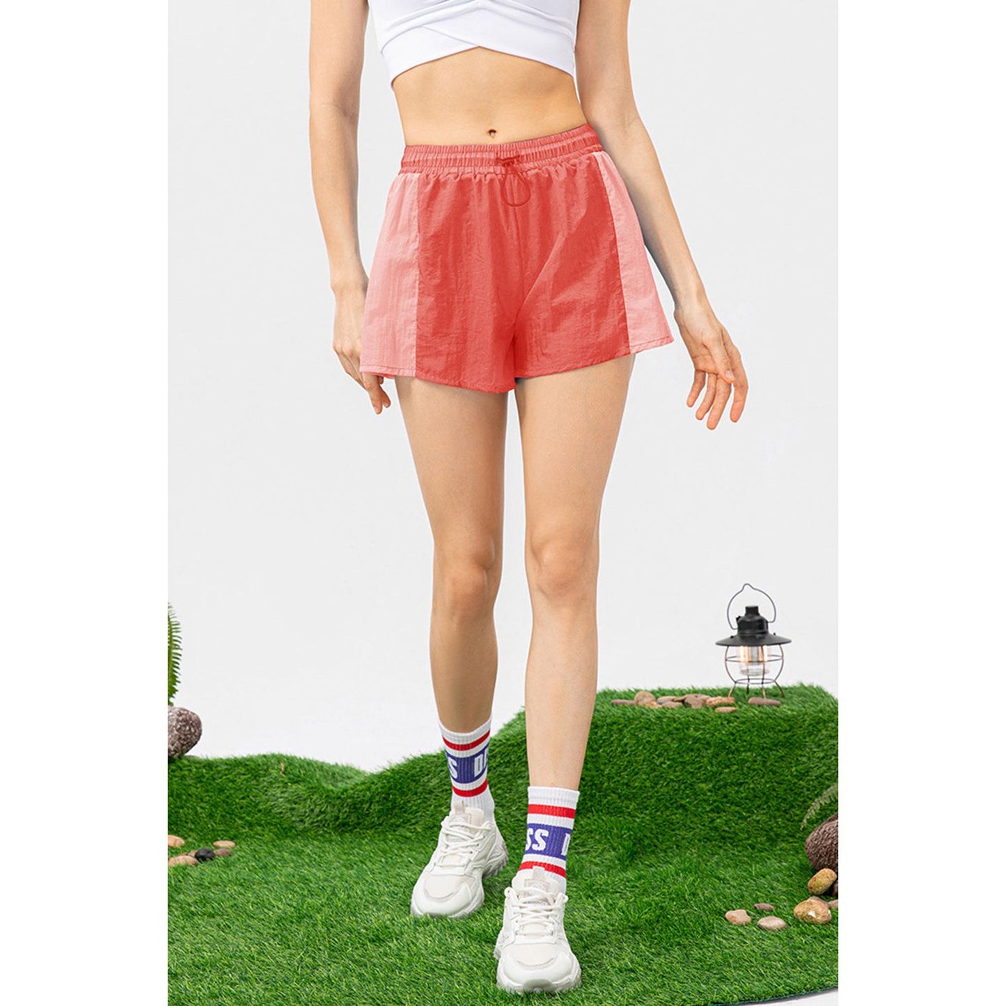 Color Block Drawstring Active Shorts