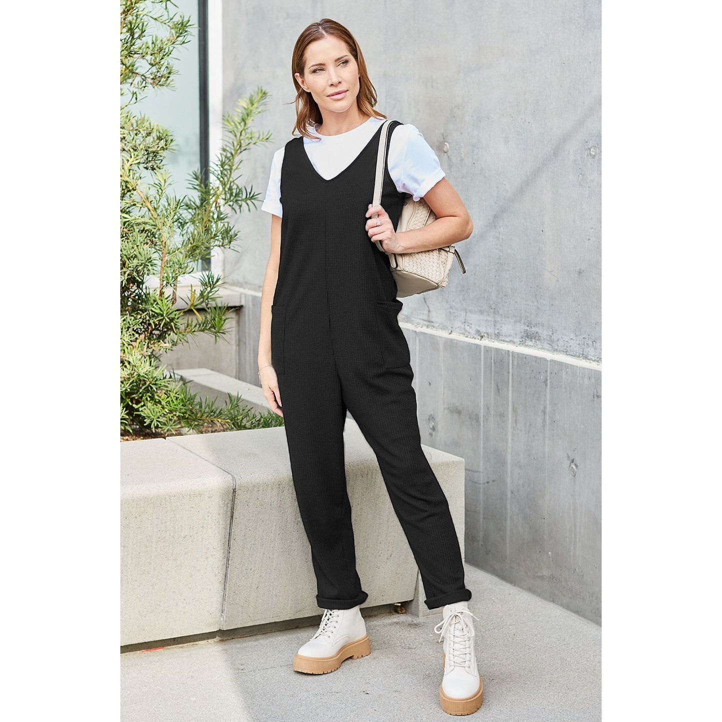 Double Take Full Size Sleeveless Straight Jumpsuit