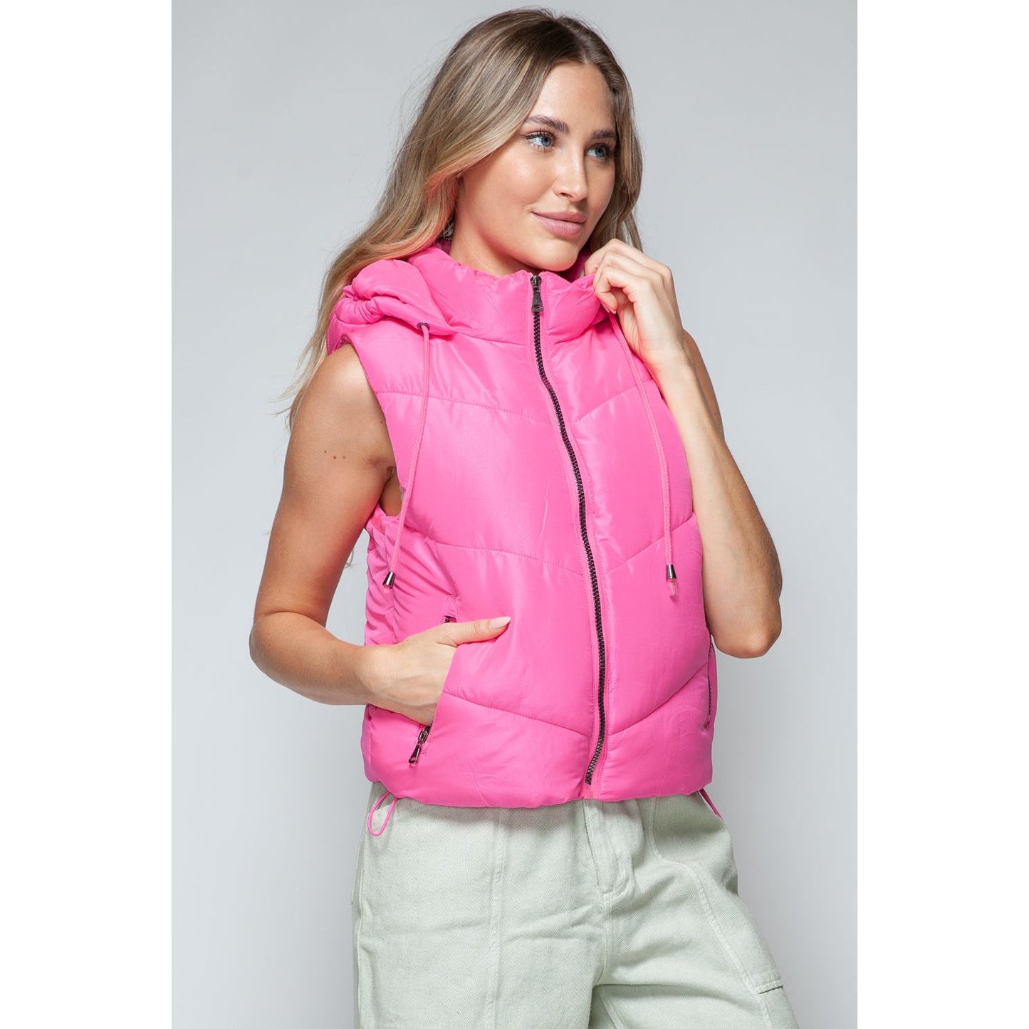 Snobbish Zip Up Quilted Hooded Vest