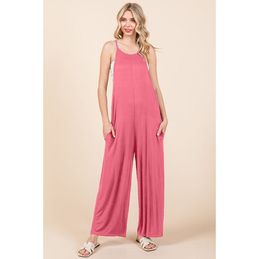 Culture Code Full Size Sleeveless Wide Leg Jumpsuit with Pockets