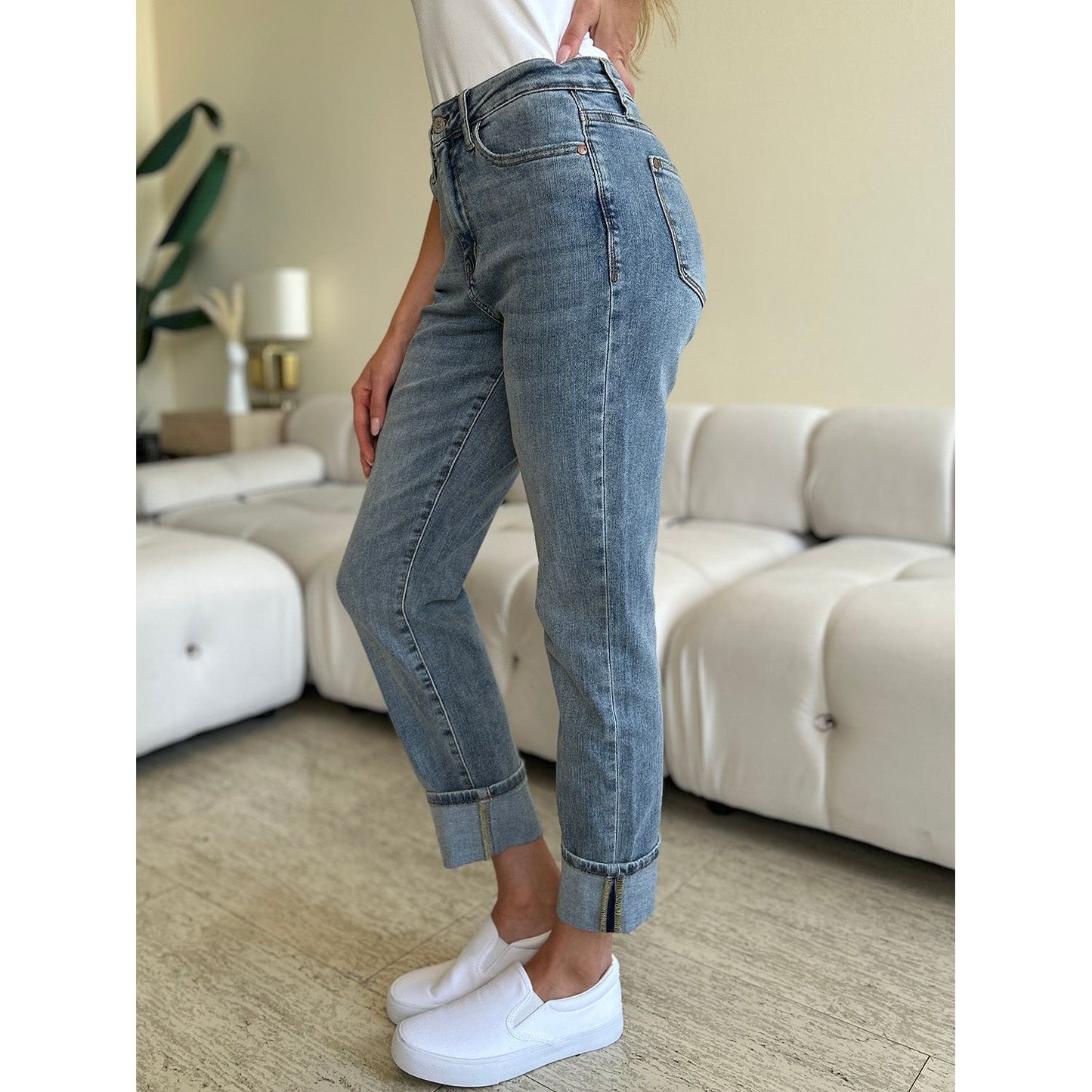 Judy Blue Full Size High Waist Cuff Hem Jeans