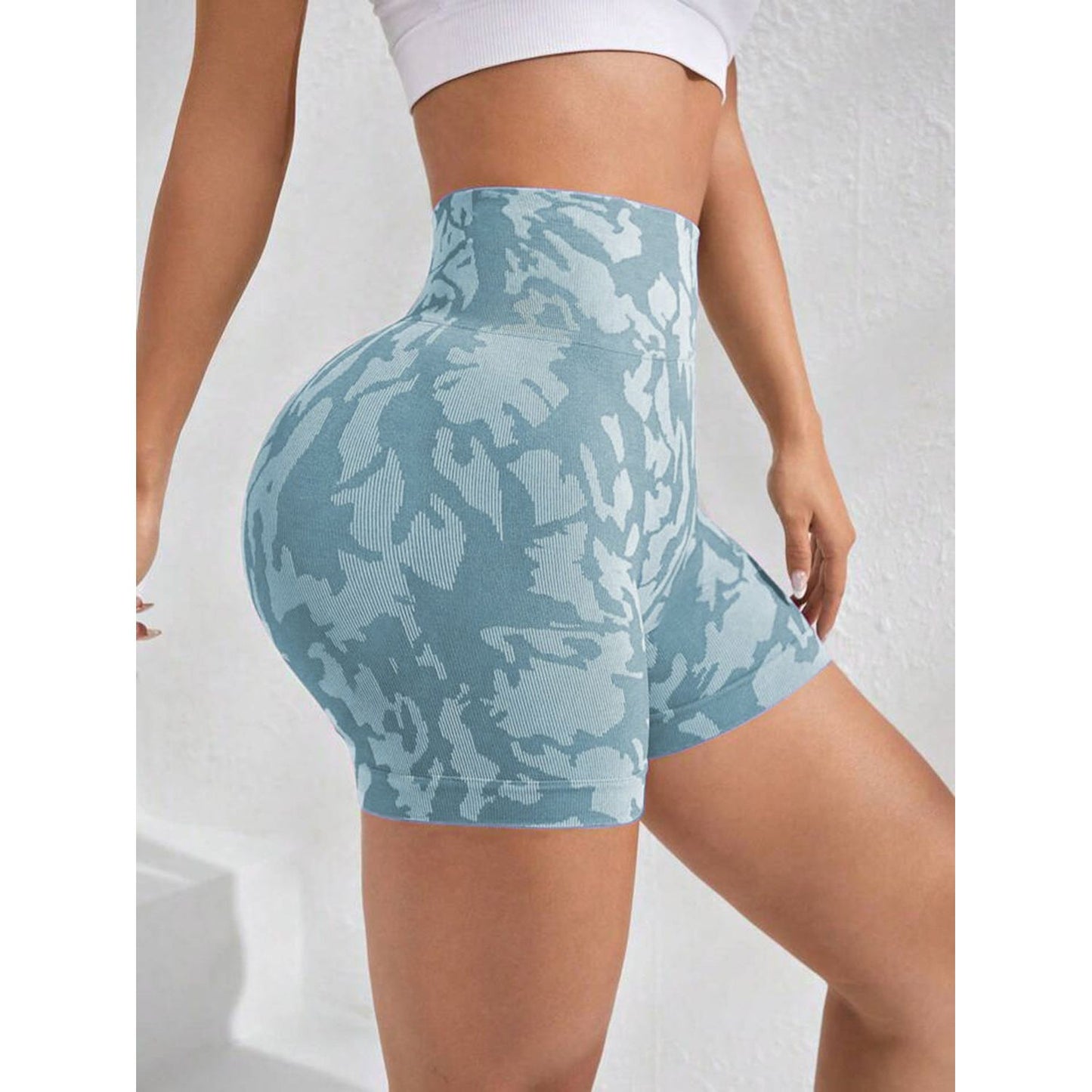 Printed High Waist Active Shorts