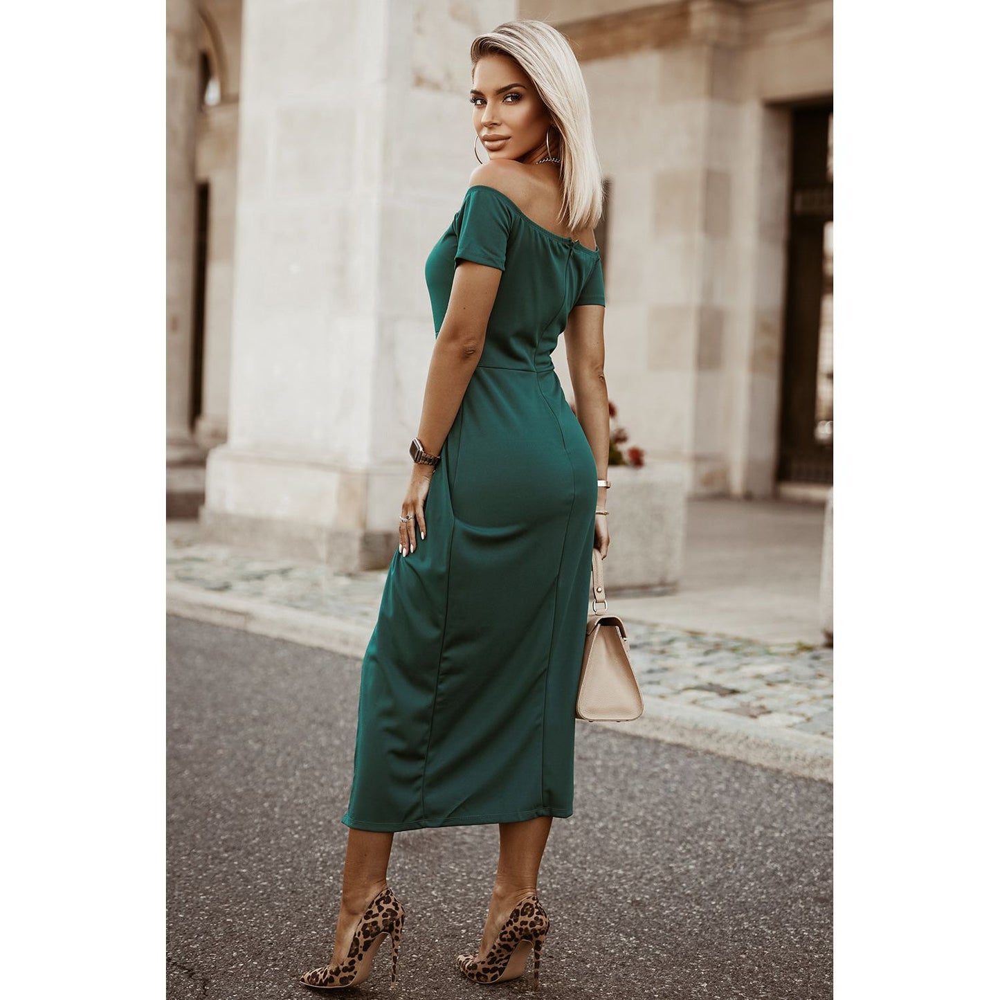 Slit Short Sleeve Wrap Dress