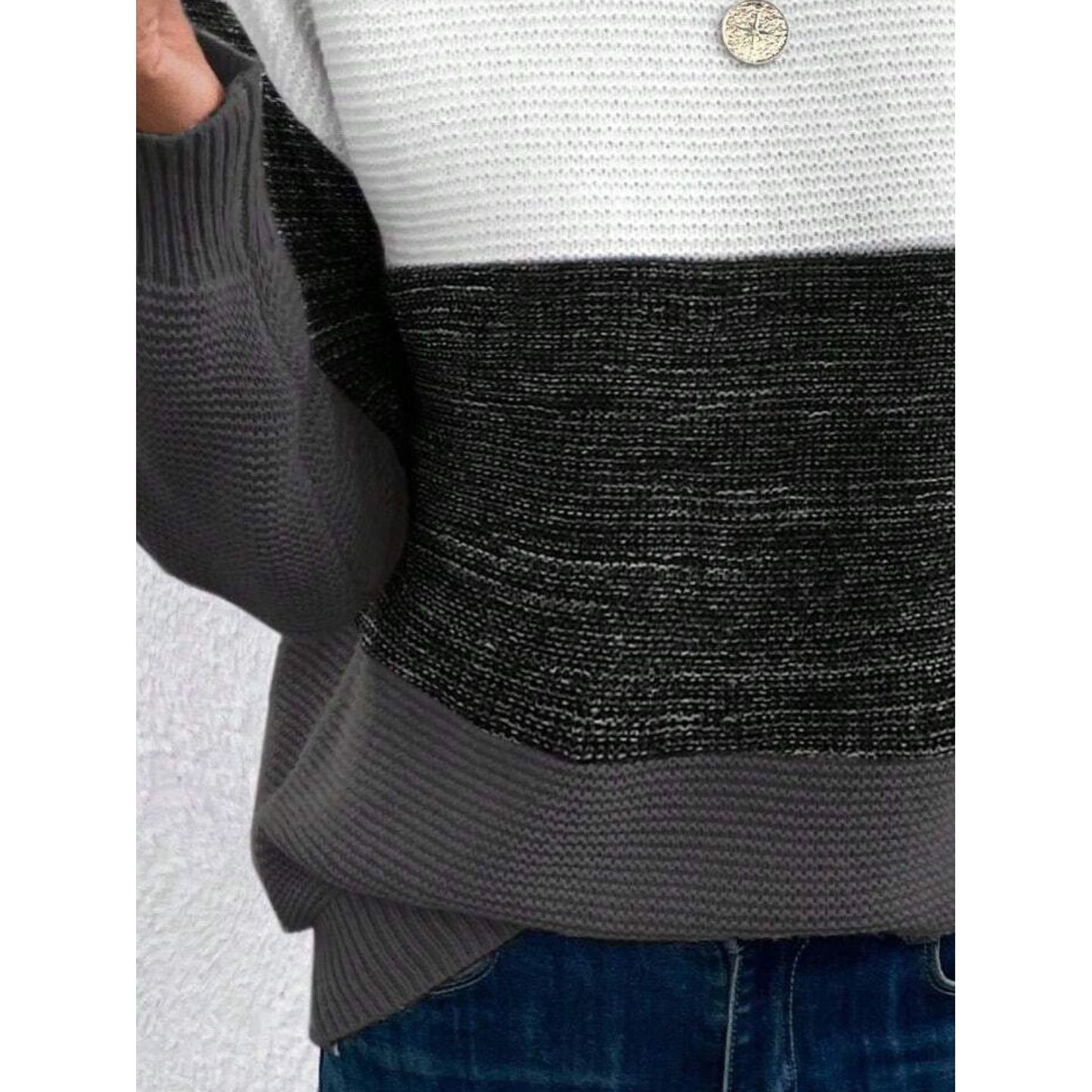 Color Block Boat Neck Sweater