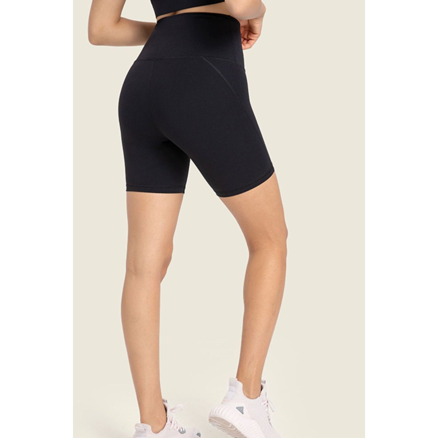 Seamless High-Rise Wide Waistband Biker Shorts