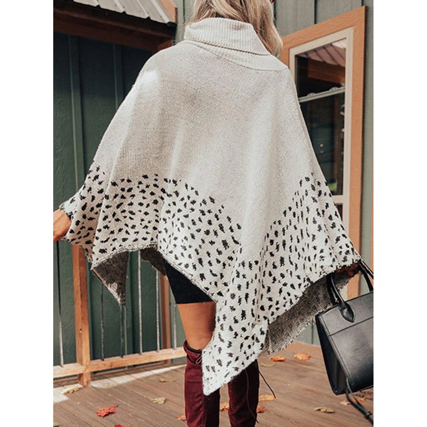 Leopard Turtleneck Poncho