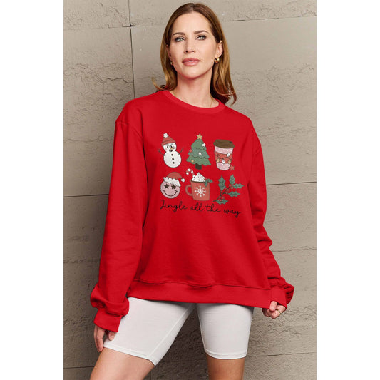 Simply Love Full Size JINGLE ALL THE WAY Long Sleeve Sweatshirt