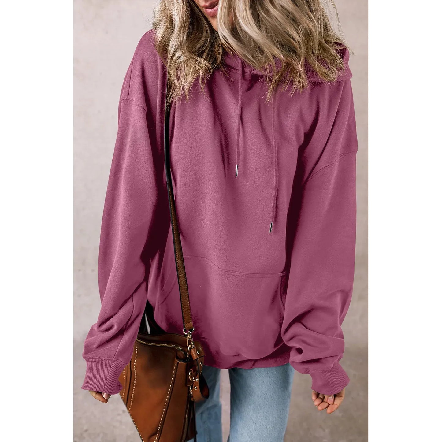 Drawstring Dropped Shoulder Long Sleeve Hoodie