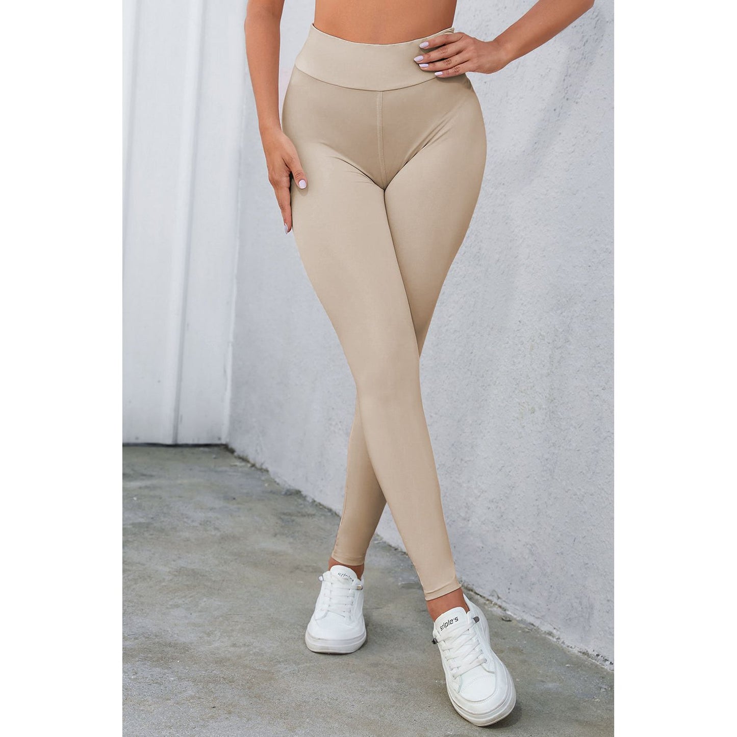 Crisscross Detail Wide Waistband Leggings