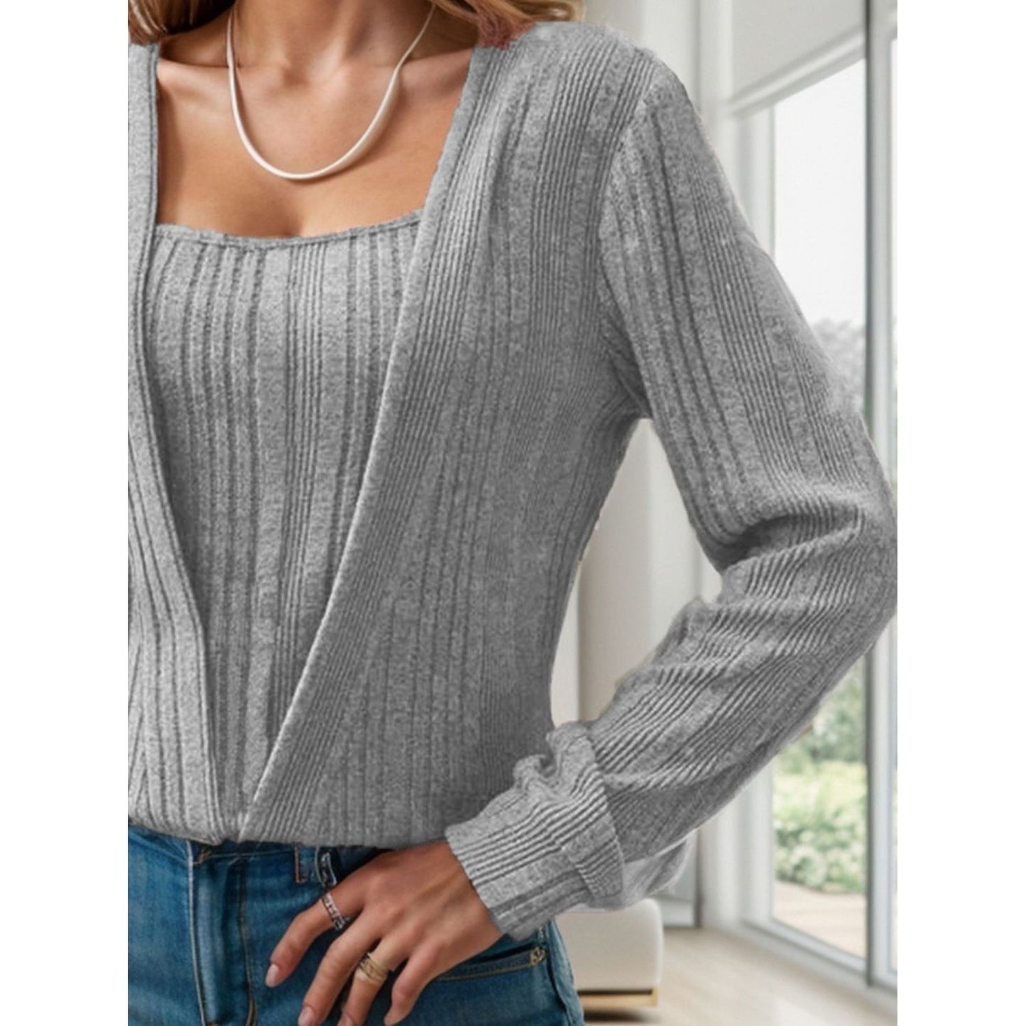 Square Neck Long Sleeve T-Shirt