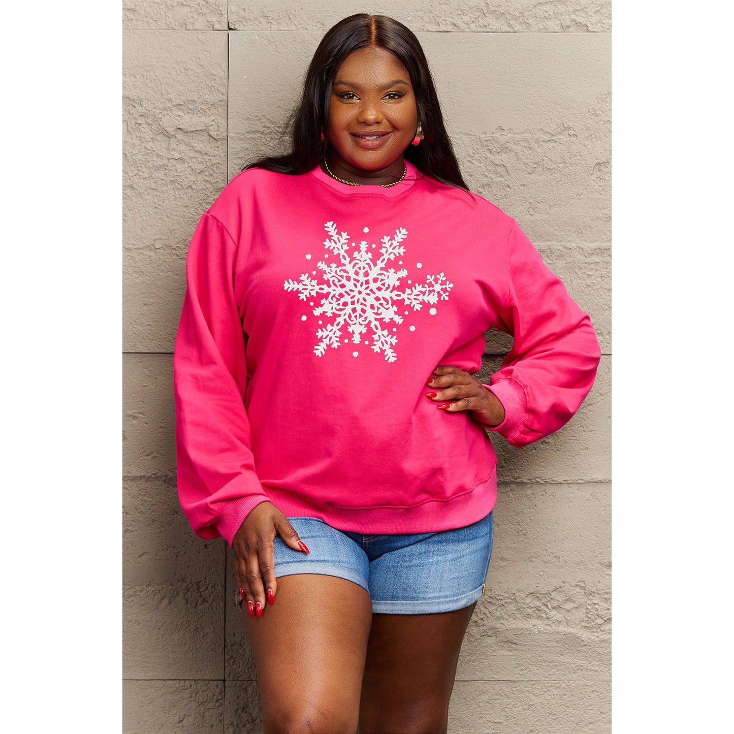 Simply Love Full Size Snowflake Graphic Sweatshirt