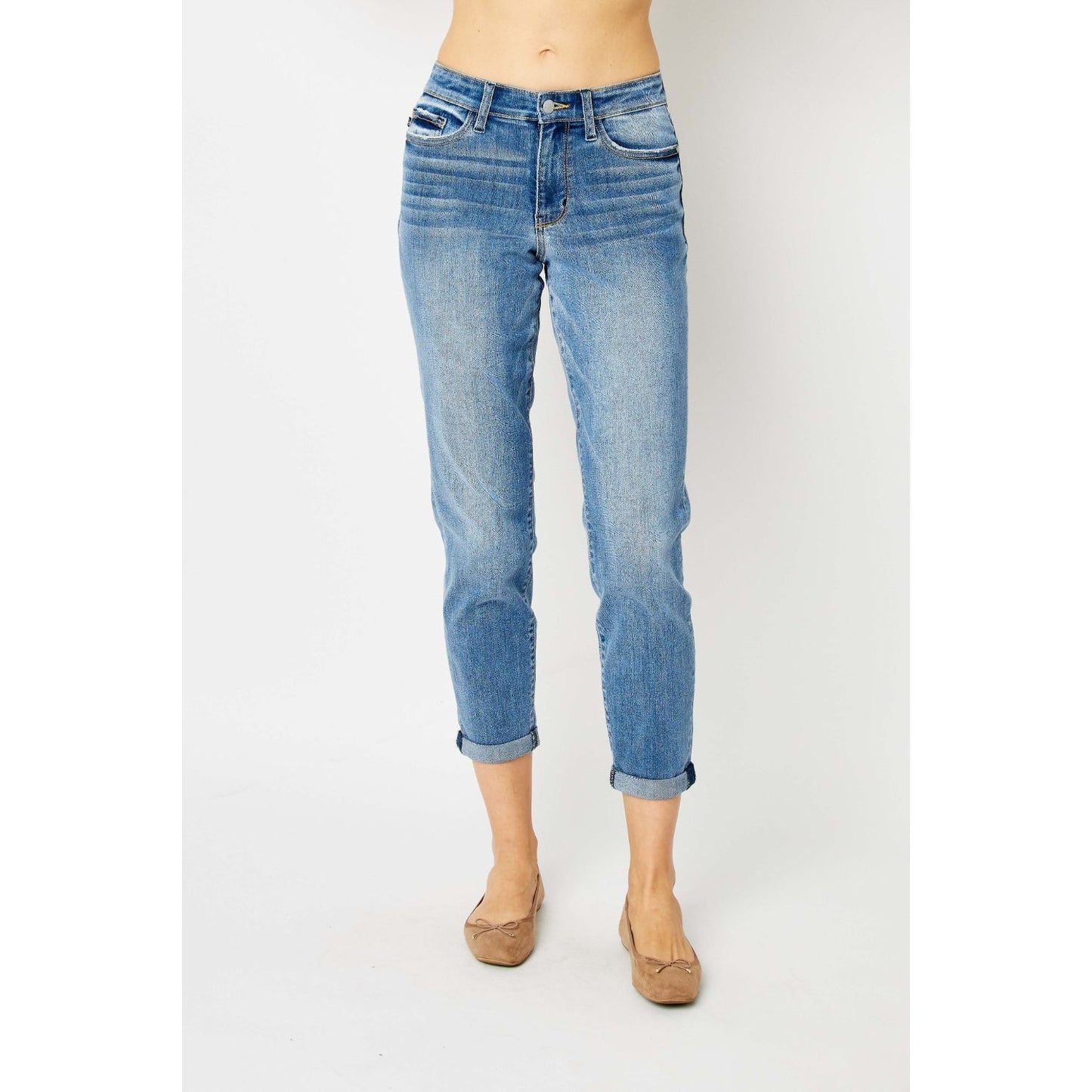 Judy Blue Full Size Cuffed Hem Slim Jeans