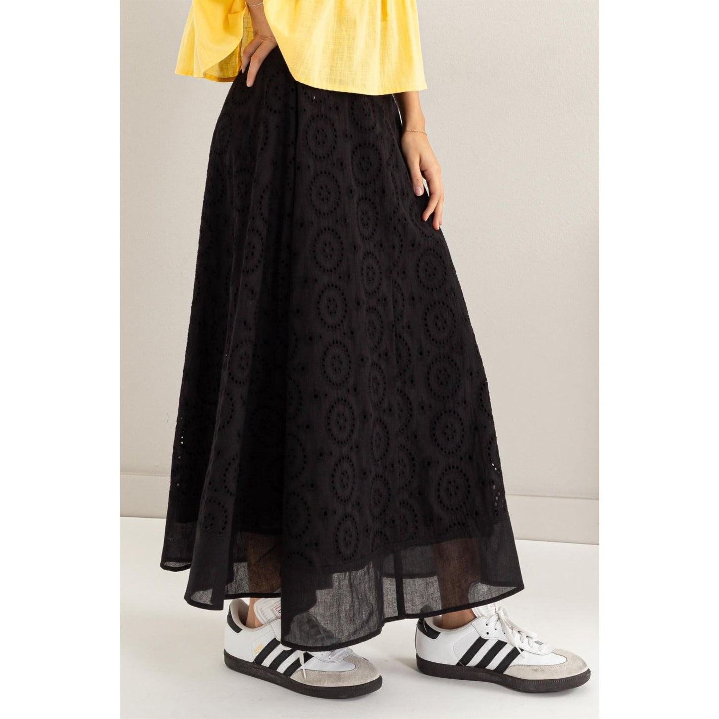 HYFVE Eyelet High-Waist Midi Skirt