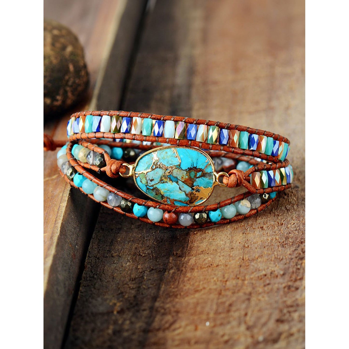 Triple-Layer Natural Stone Bracelet