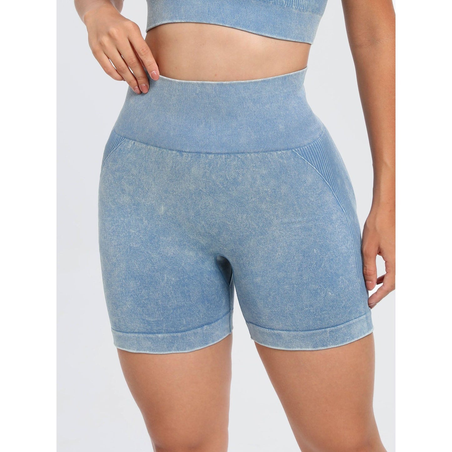 Washed High Waist Active Shorts