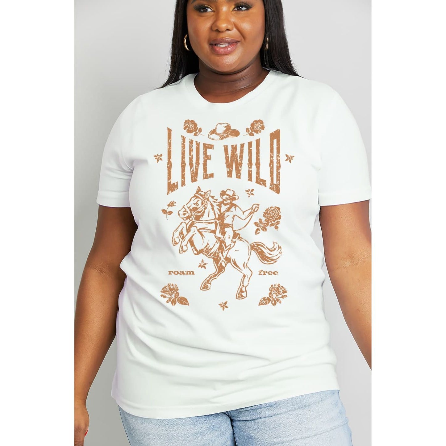 Simply Love Simply Love Full Size LIVE WILD ROAM FREE Graphic Cotton Tee