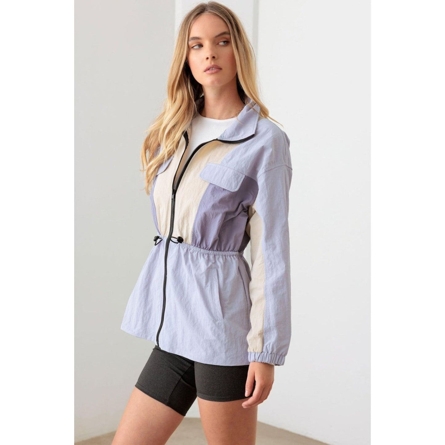 Le Lis Color Block Collared Wind Breaker Jacket