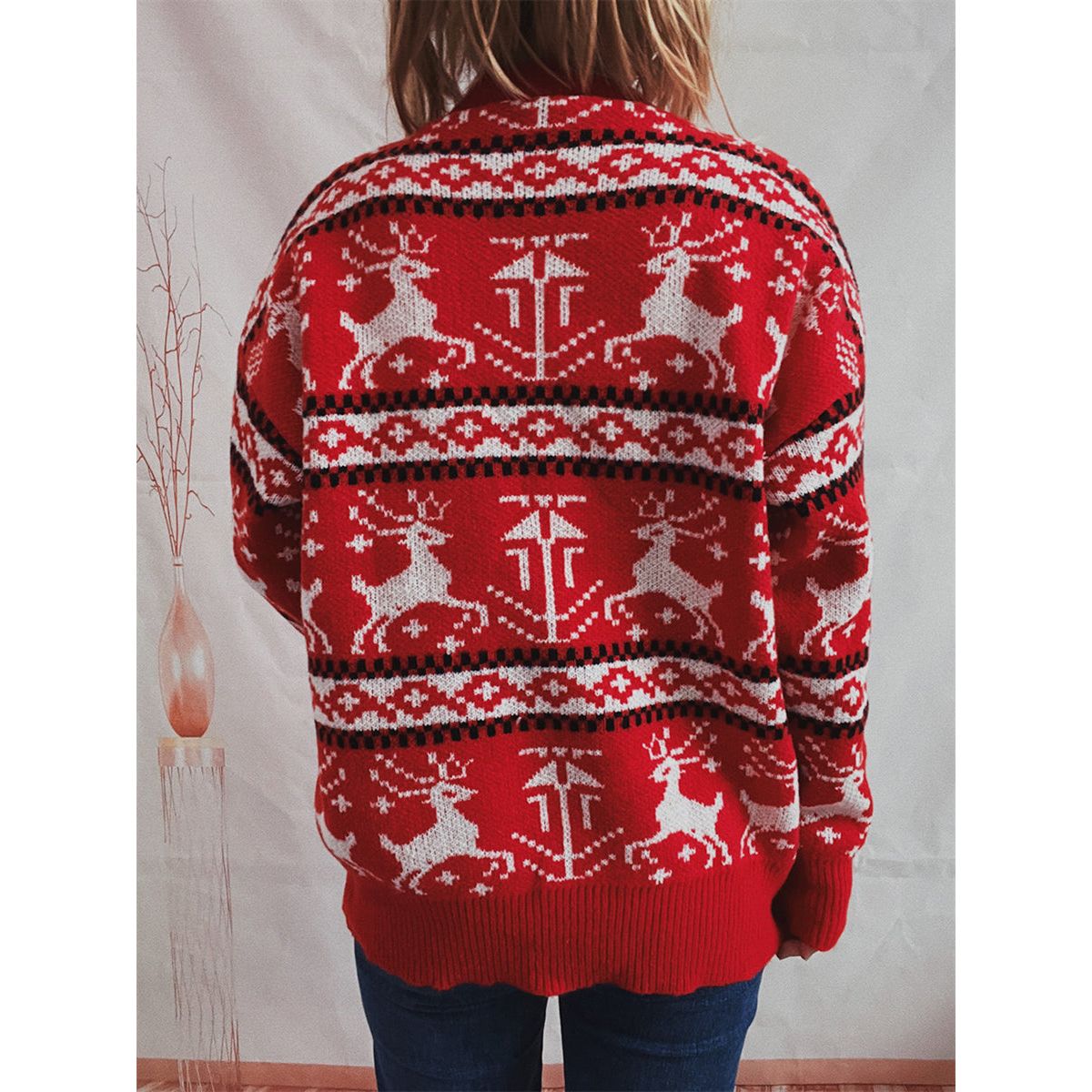 Christmas Element Dropped Shoulder  Sweater