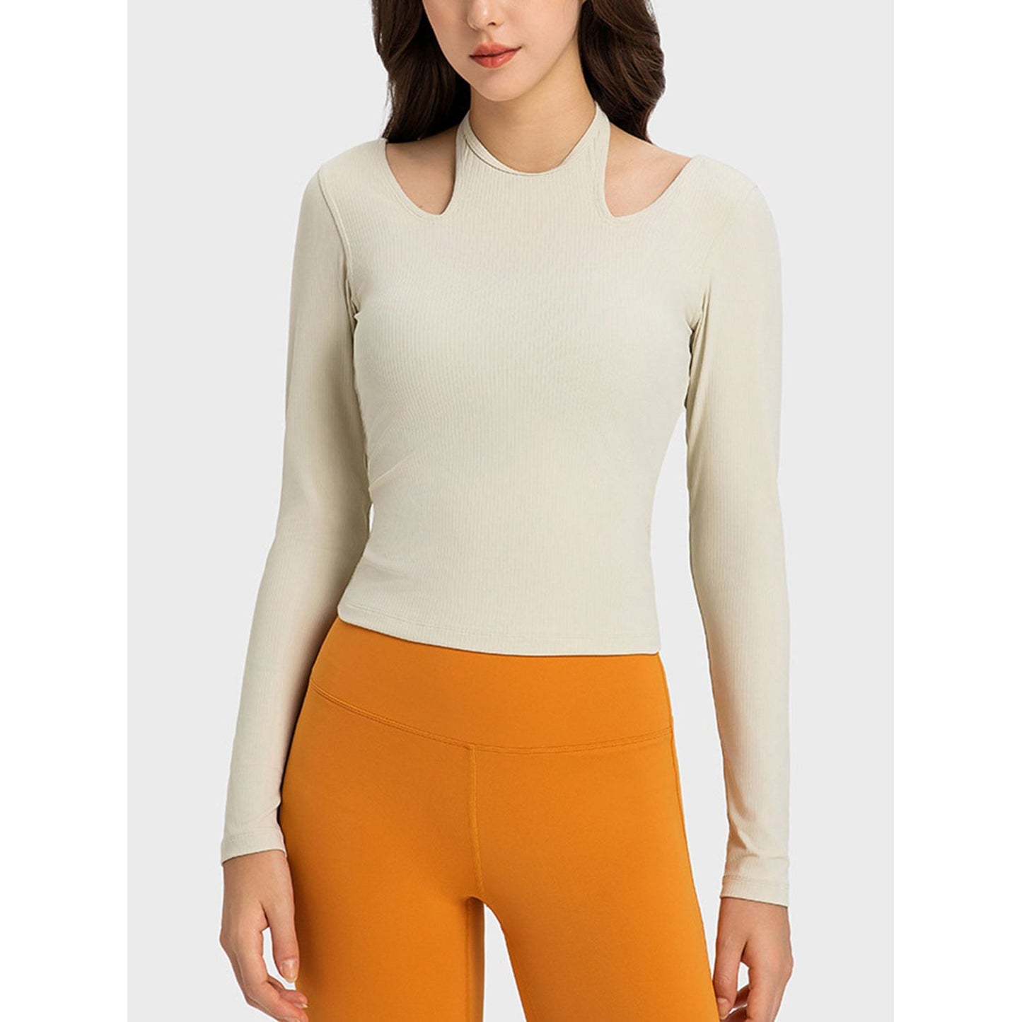 Halter Neck Long Sleeve Sporty Top