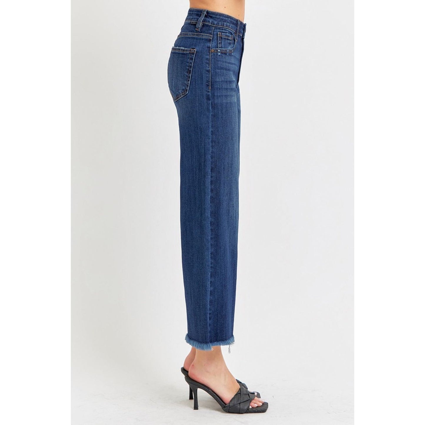 RISEN Full Size Raw Hem Cropped Wide Leg Jeans