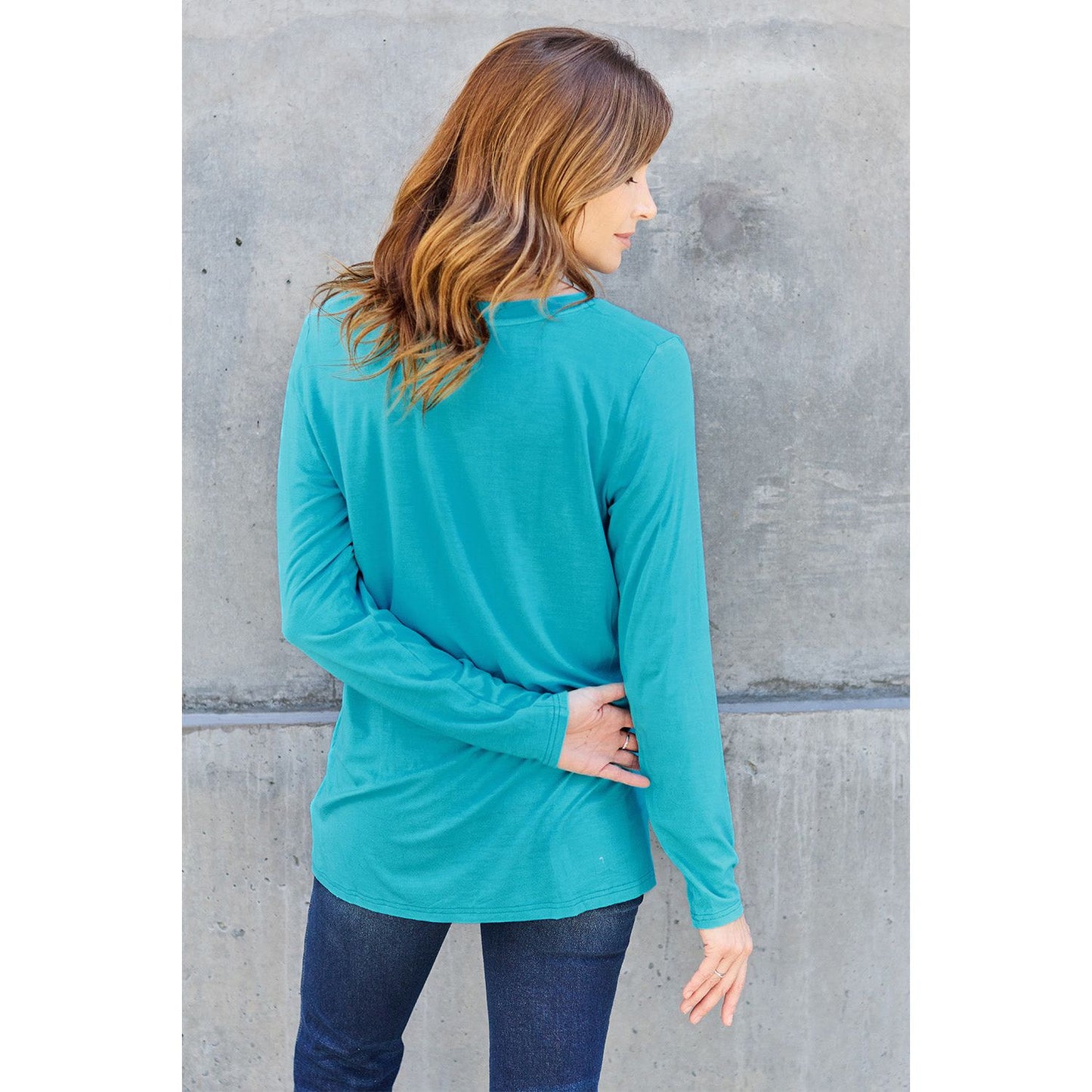 Basic Bae Full Size V-Neck Long Sleeve Top