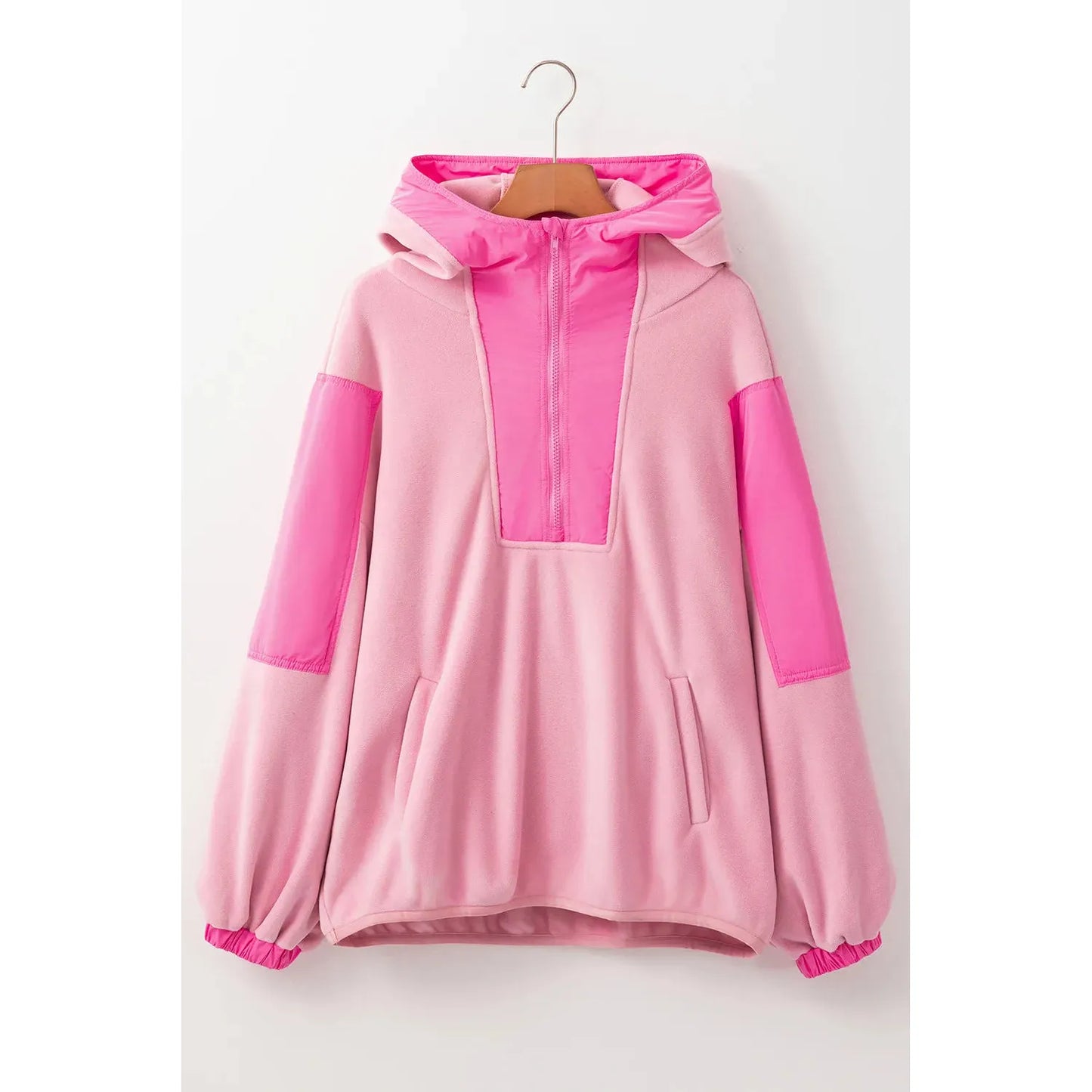 Color Block Half Zip Long Sleeve Hoodie