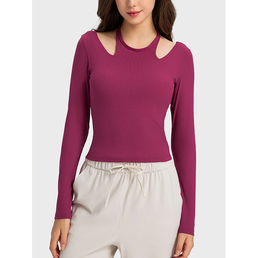 Halter Neck Long Sleeve Sporty Top