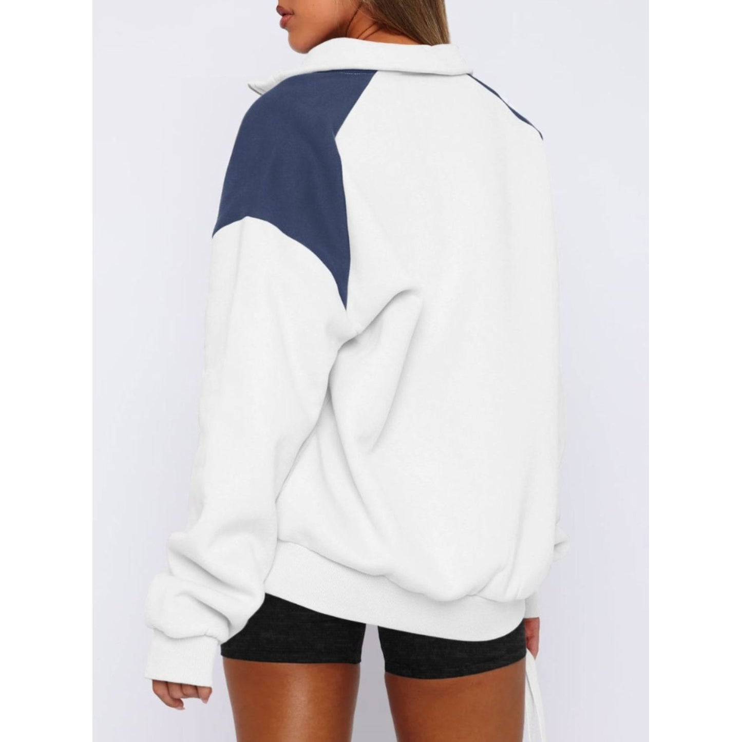 Contrast Quarter Zip Long Sleeve Sweatshirt