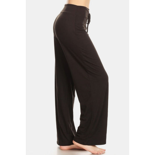 Leggings Depot High Waist Drawstring Wide Leg Pants