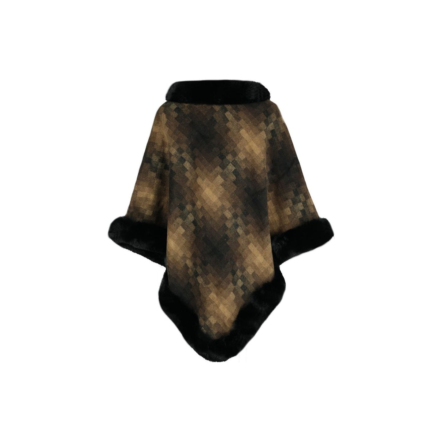 Faux Fur Trim Poncho