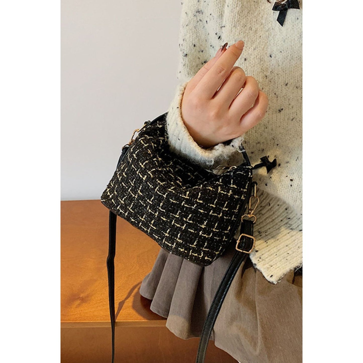 Woven Removable Strap Shoulder Bag