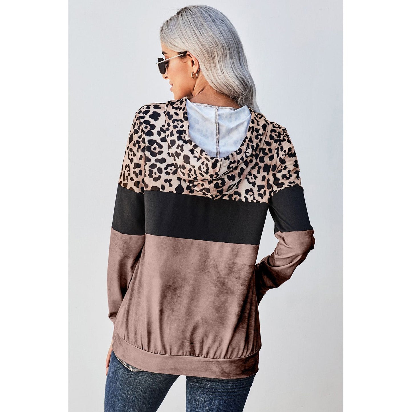 Leopard Color Block Hoodie