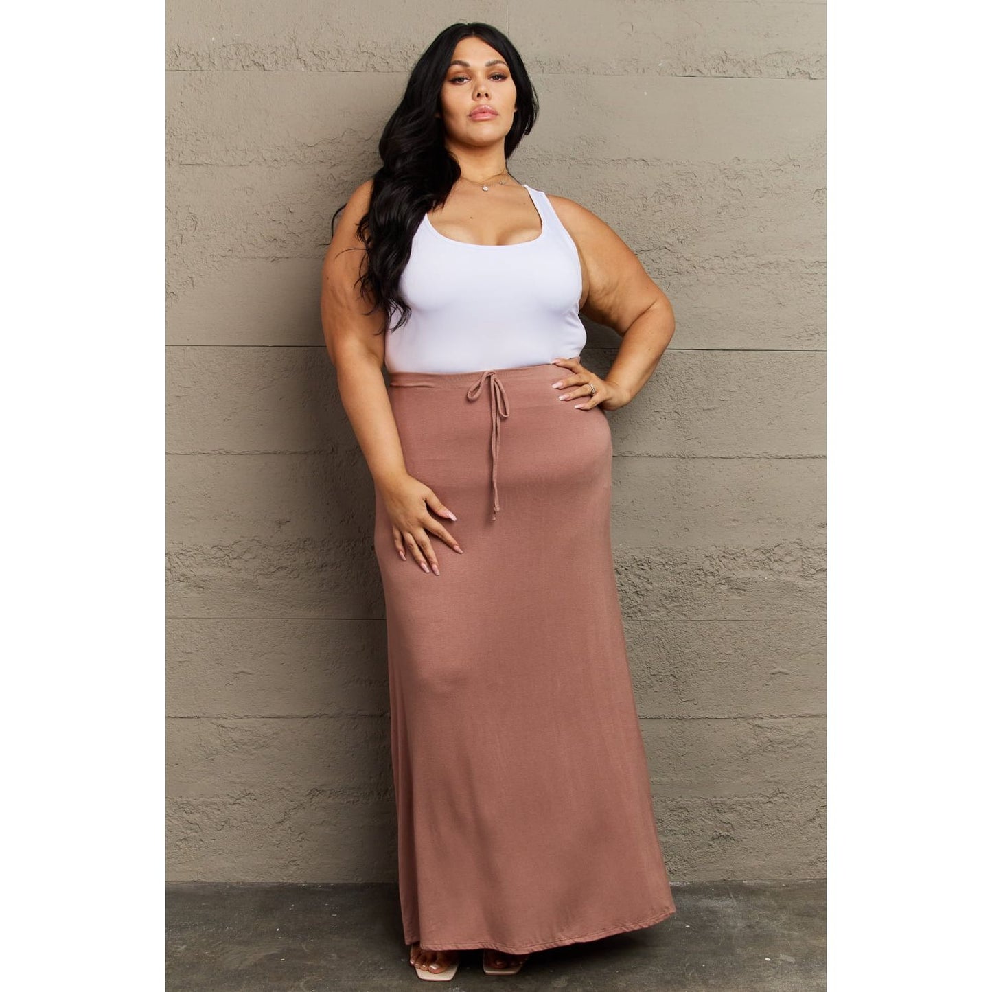 Culture Code For The Day Full Size Flare Maxi Skirt in Chocolate