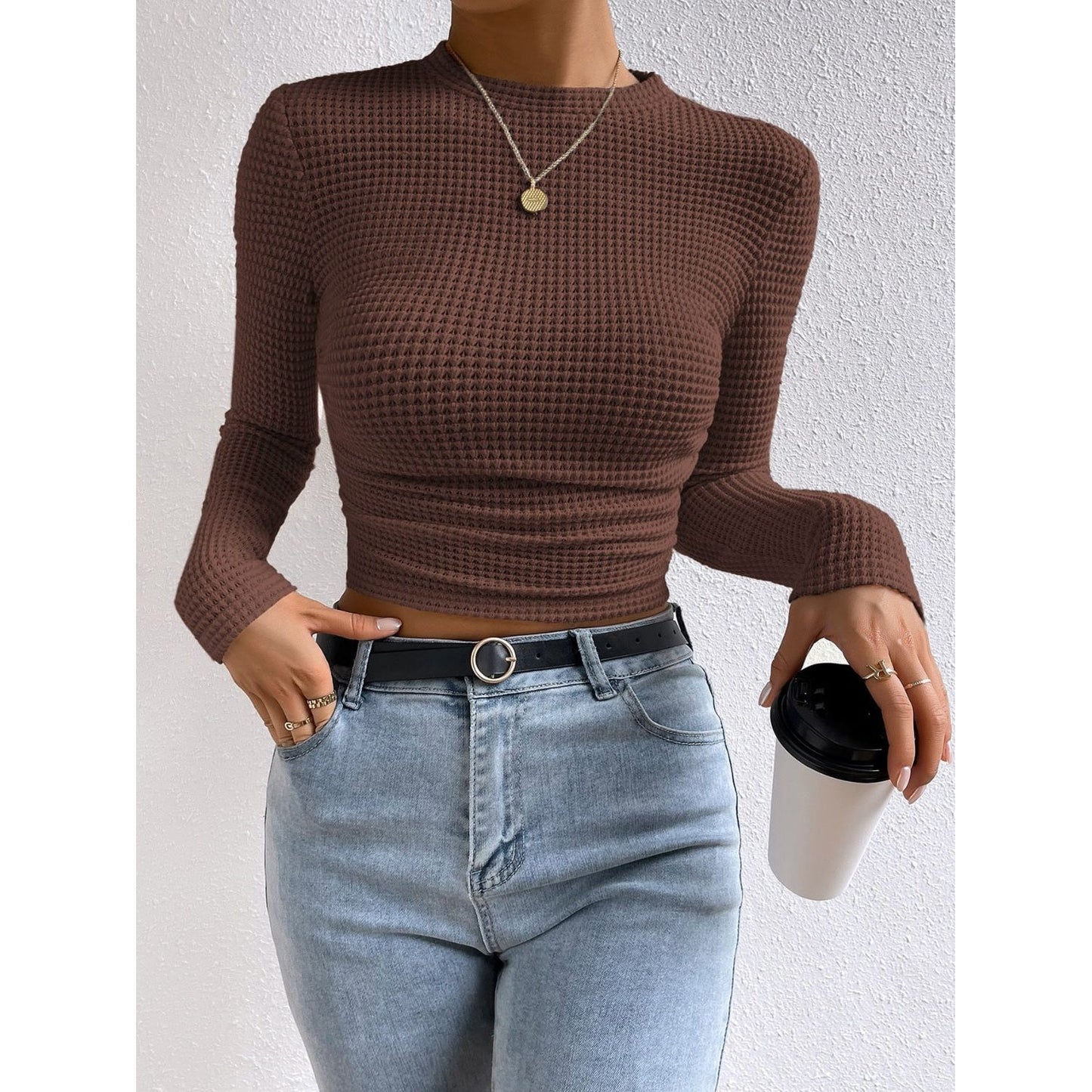 Honey Round Neck Long Sleeve T-Shirt