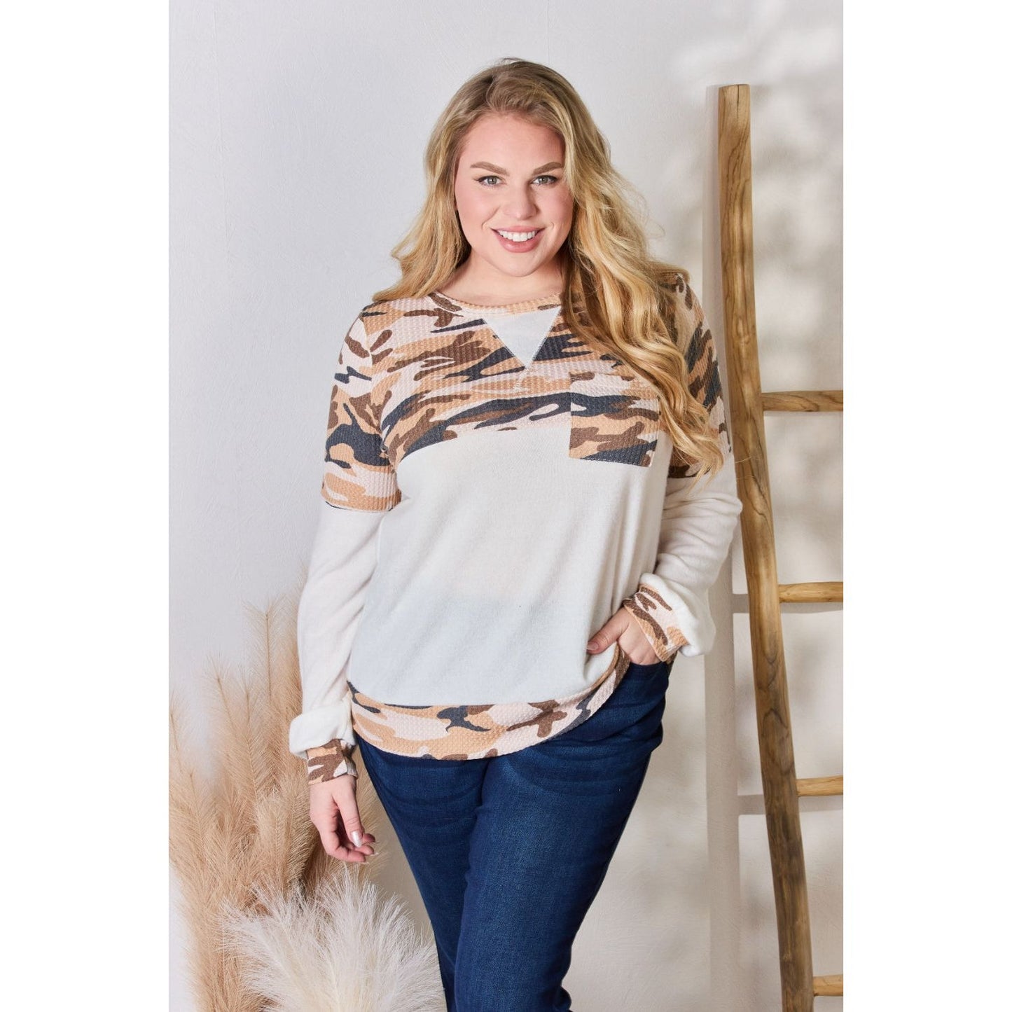 Hailey & Co Full Size Printed Round Neck Blouse