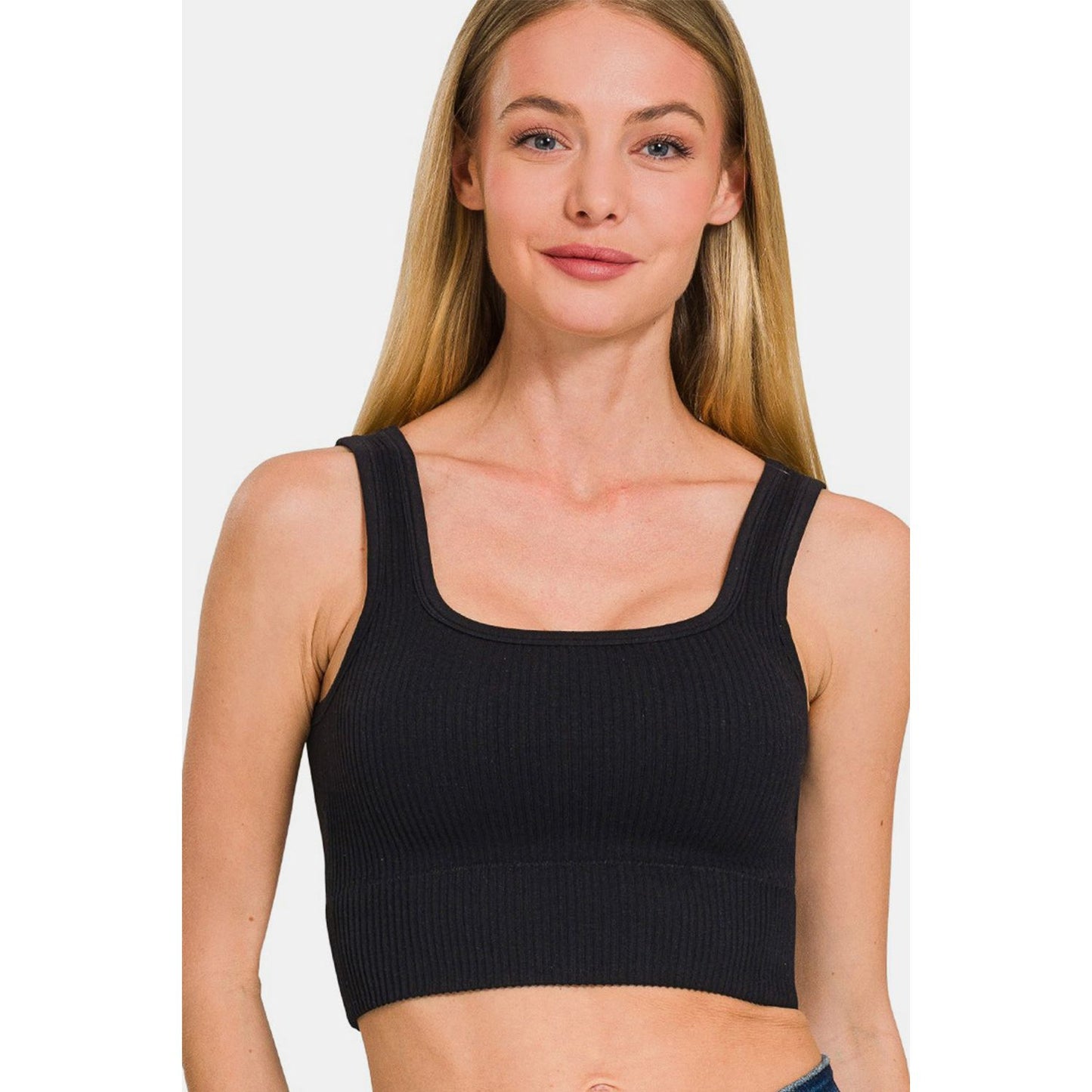 Zenana Ribbed Seamless Tank with Pads