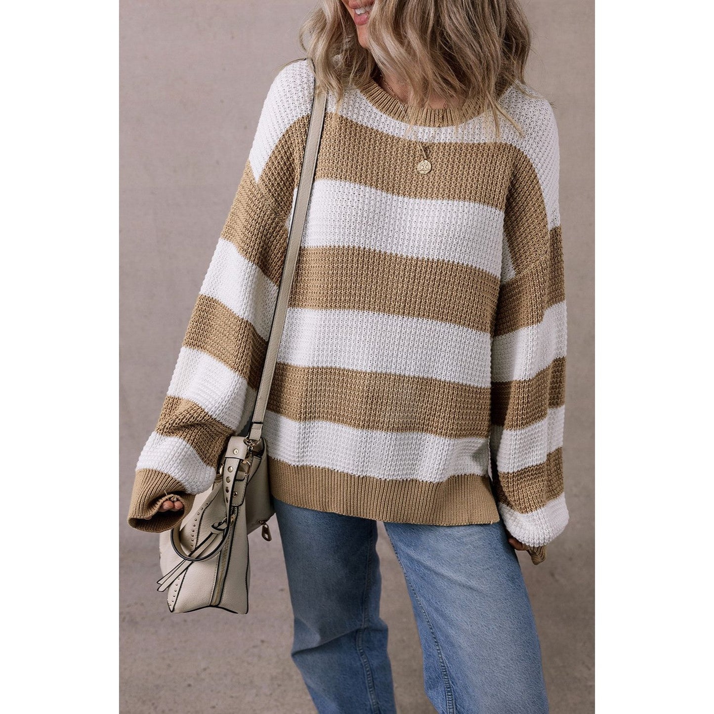 Color Block Round Neck Sweater